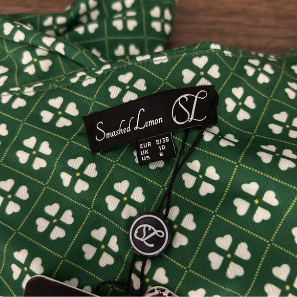 **NWT Smashed Lemon Green/White Patterned Midi Dress Size S - Picture 7 of 15